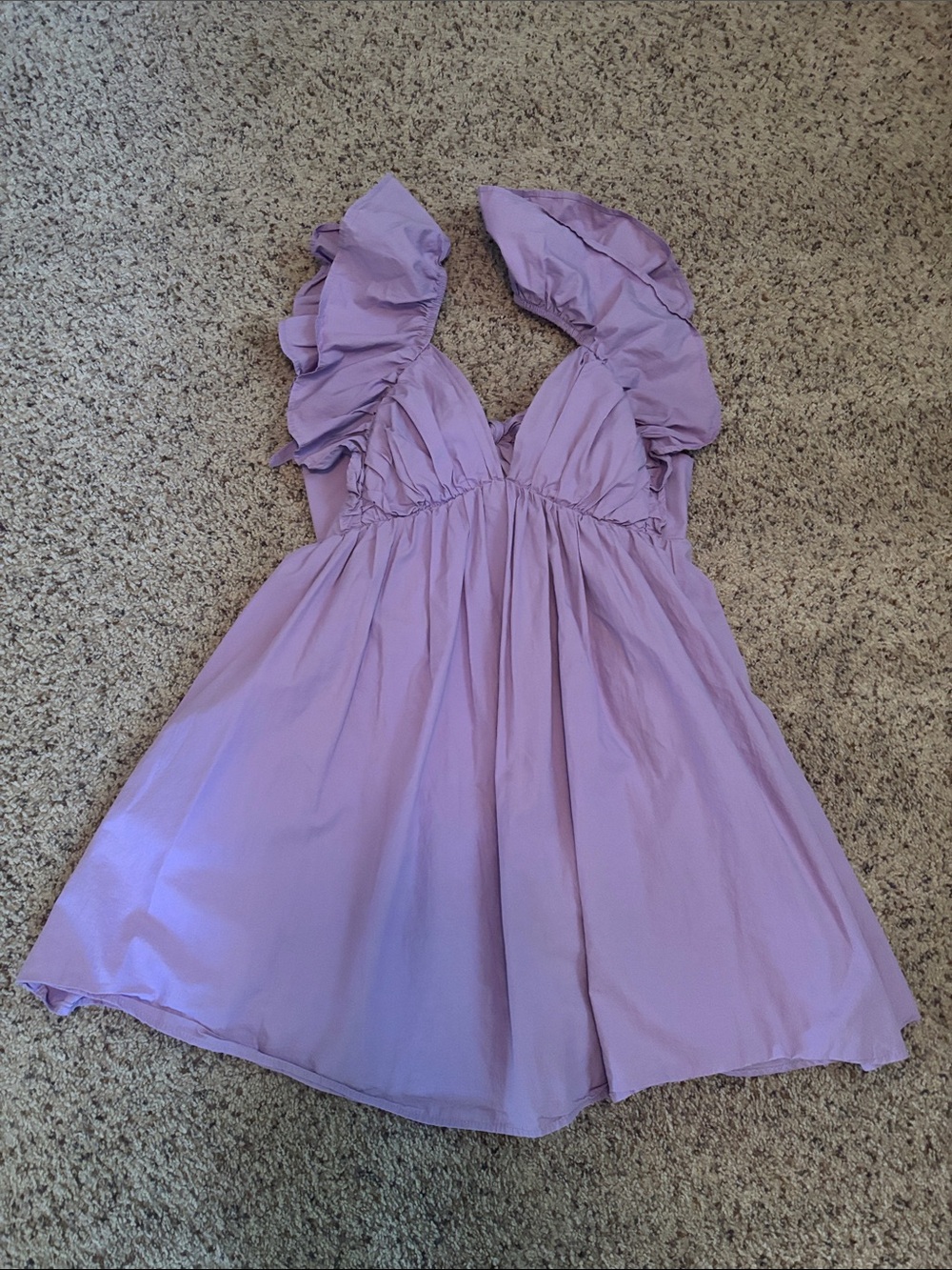Women’s Lavender Ruffle-Shoulder Dress